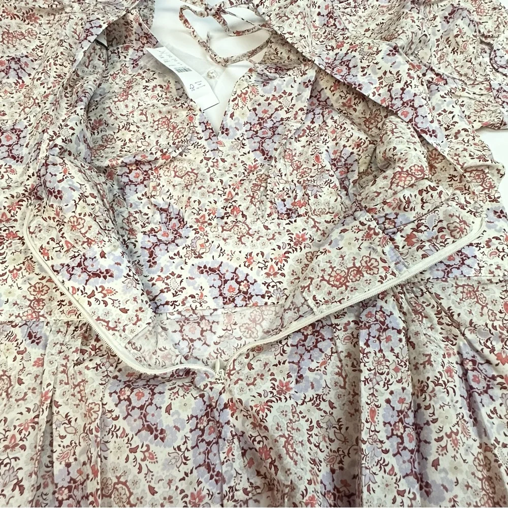 J.Crew Puff-sleeve V-neck Top in Ratti® Paisley Garden Short Sleeve Blouse Shirt